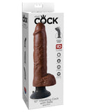 King Cock 10 In Cock W-balls Brown Vibrating