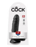 King Cock 7 In Cock W-balls Black