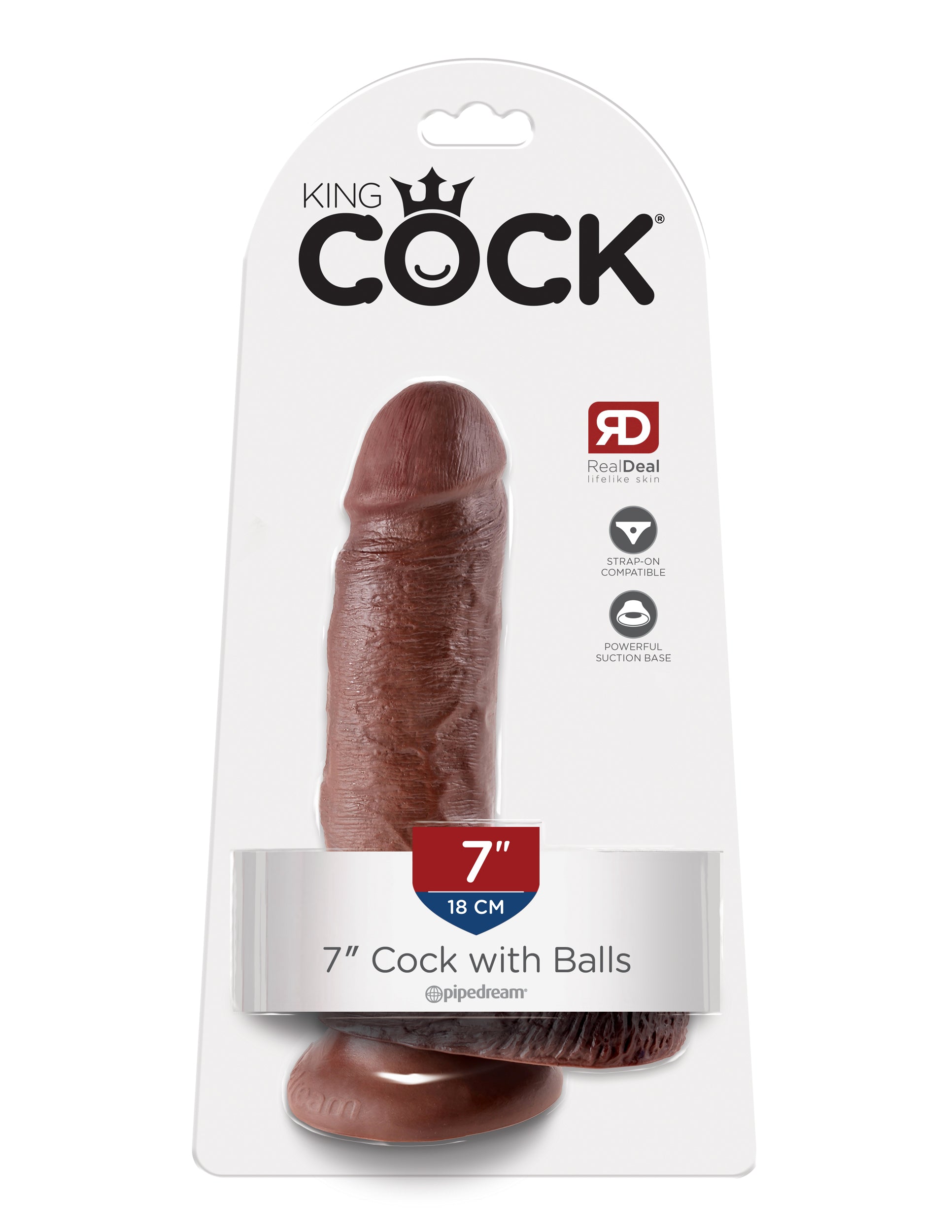 King Cock 7 In Cock W-balls Brown