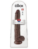 King Cock 14 In Cock W-balls Brown