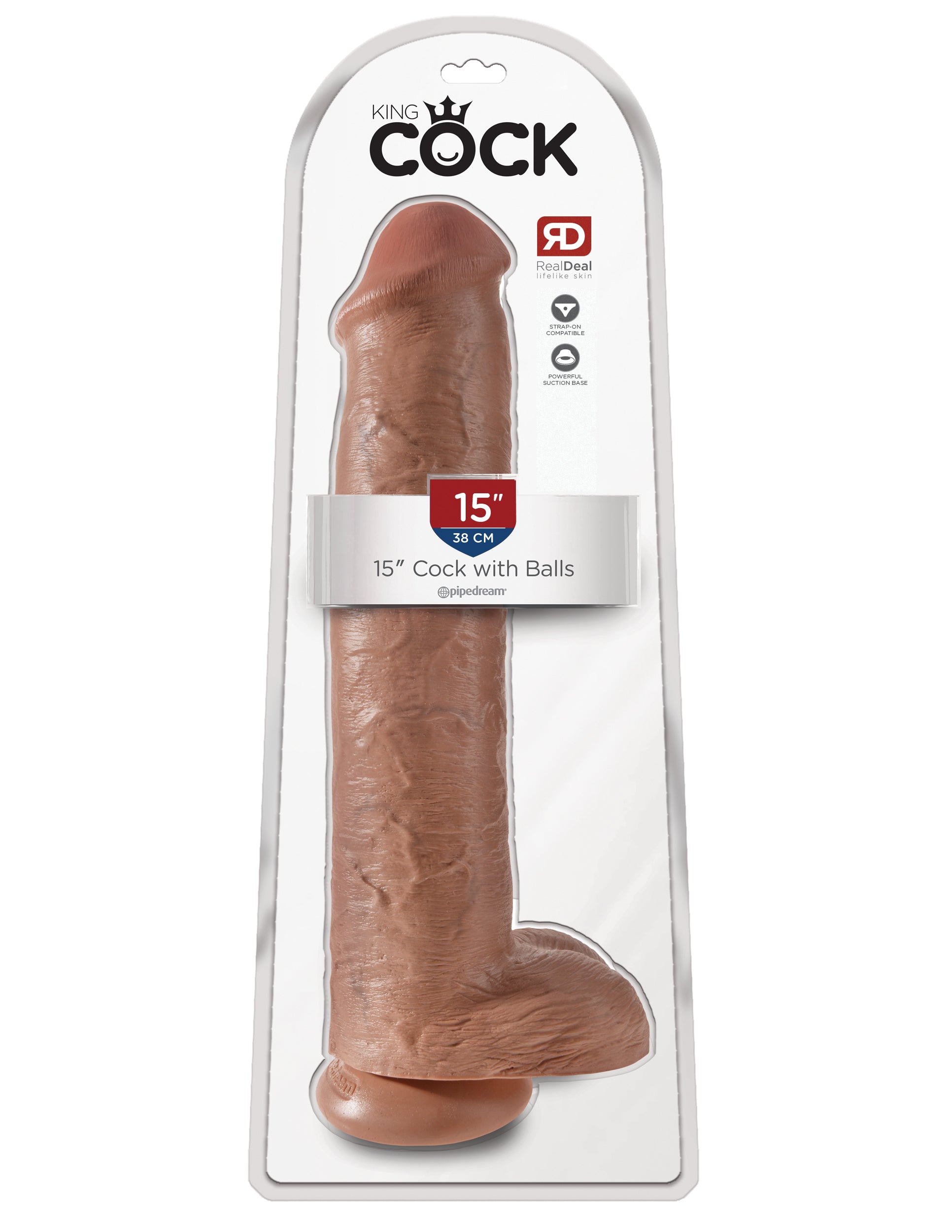 King Cock 15 In Cock W-balls Tan