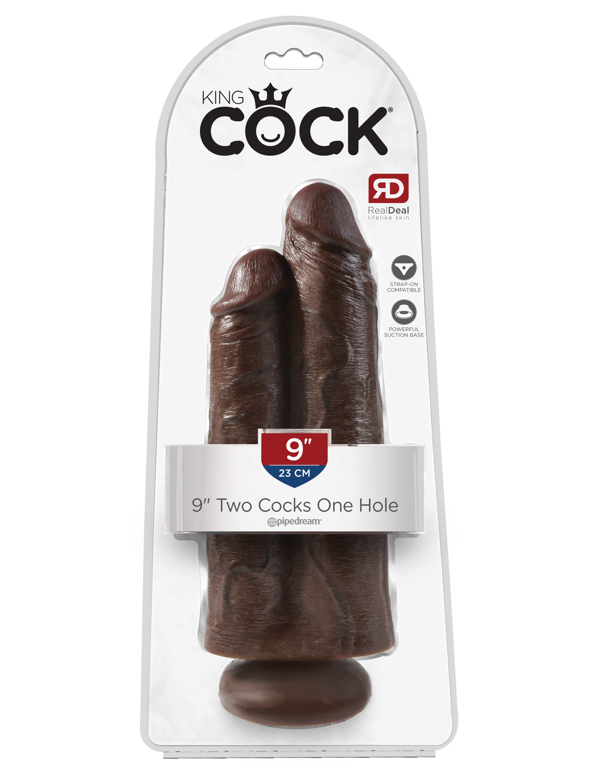 King Cock 9 In Two Cocks One Hole Brown