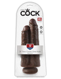 King Cock 9 In Two Cocks One Hole Brown