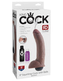 King Cock 9 In Squirting Cock W- Balls Brown