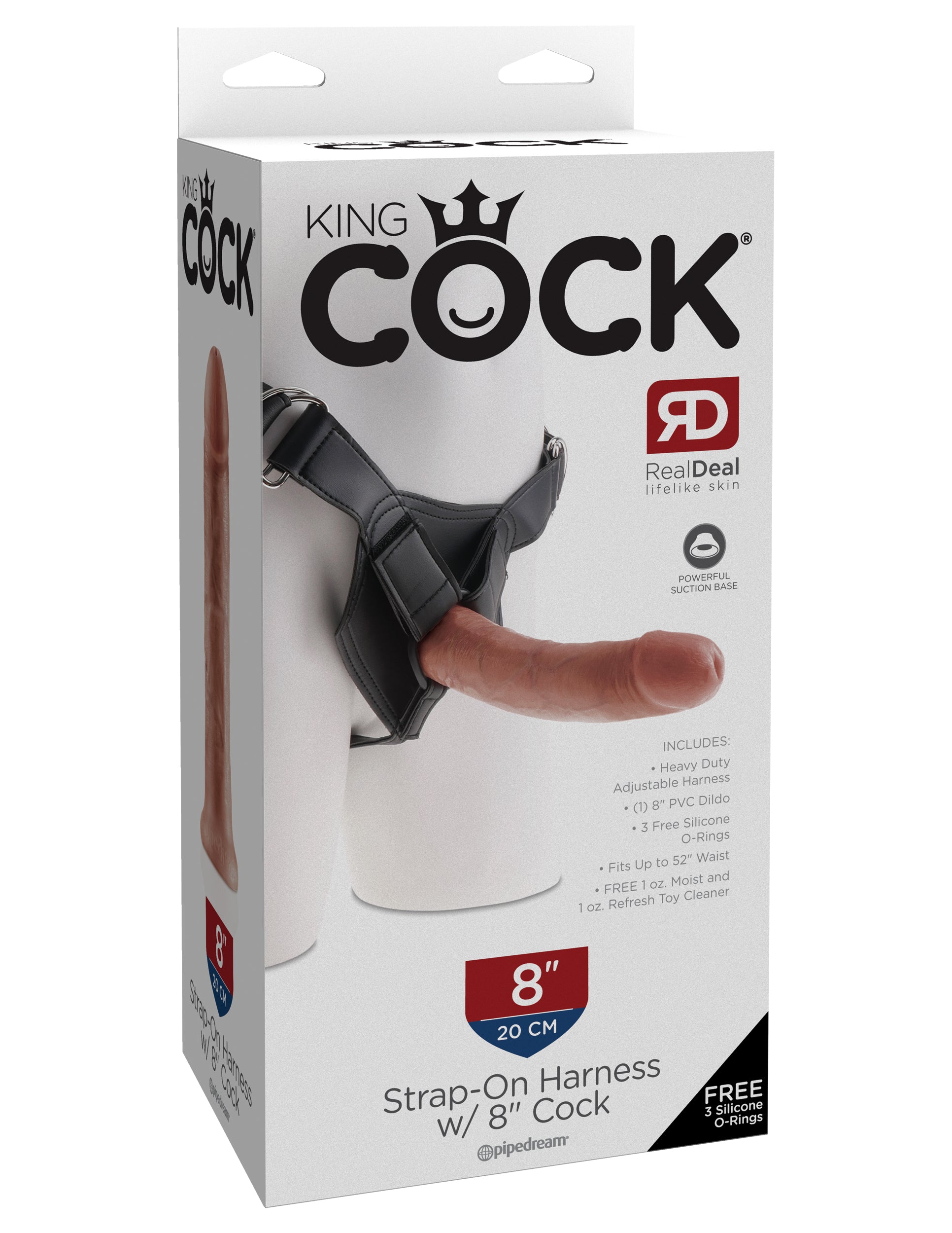 King Cock Strap On Harness W- 8 In Cock Tan