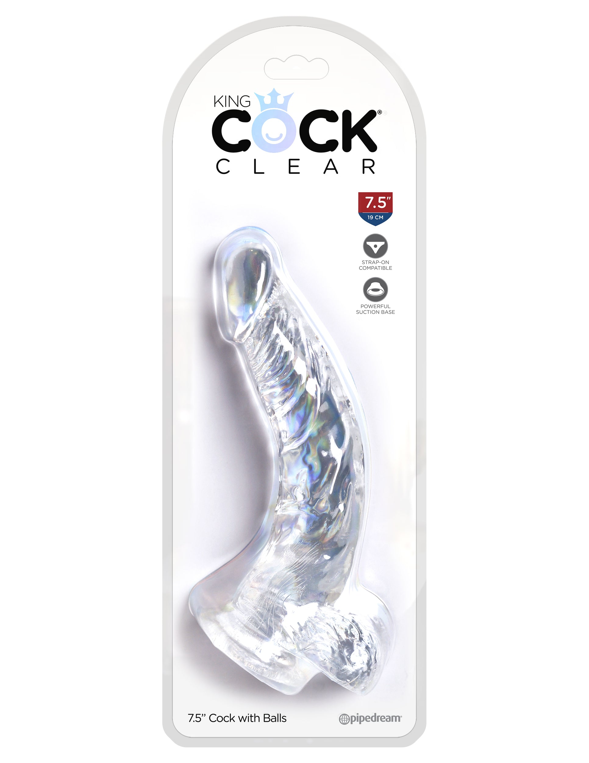 King Cock Clear 7.5 In Cock W- Balls