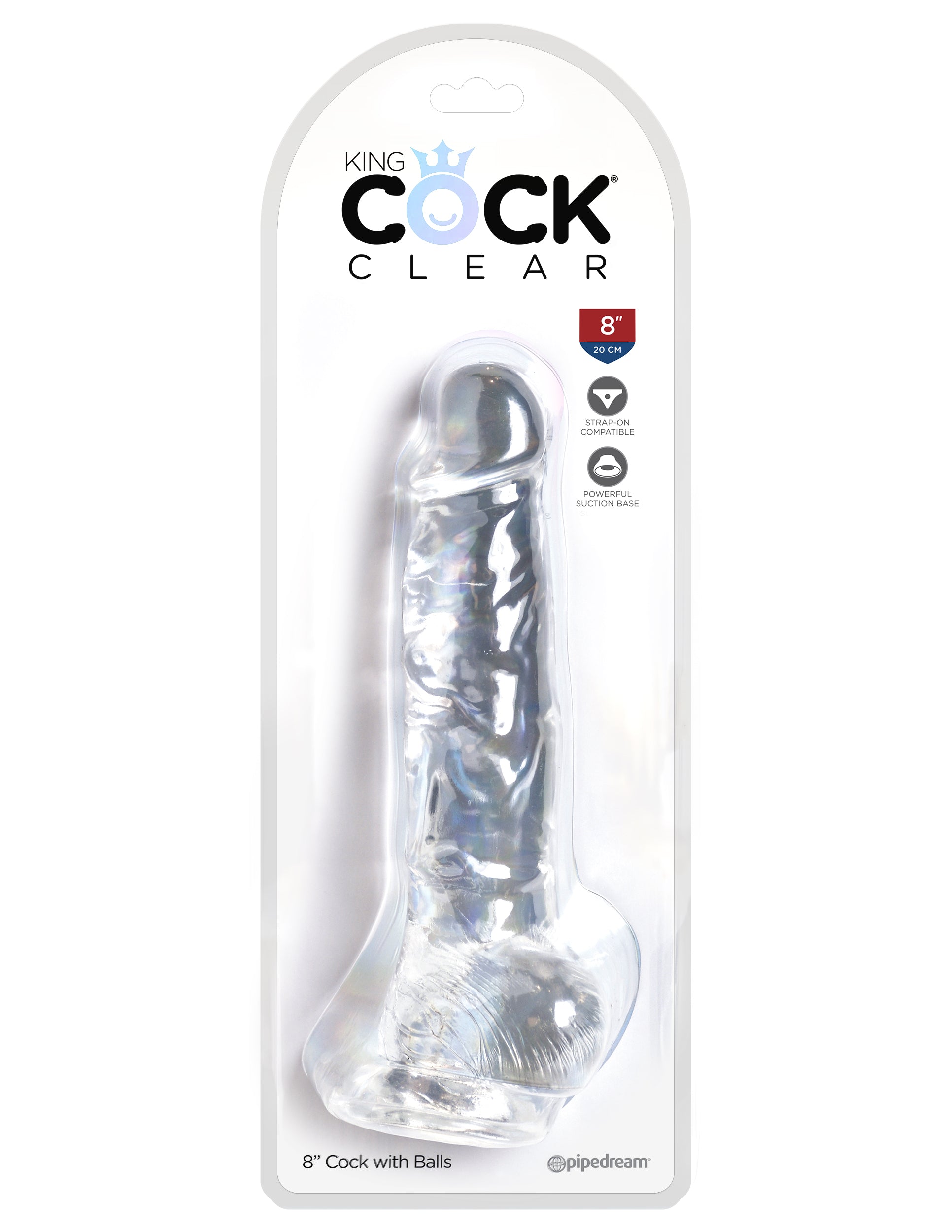 King Cock Clear 8 In Cock W- Balls