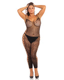 Animal Crotchless Bodystocking Black 3x-4x