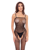 Sparkle Crotchless Body Stocking Black O-s