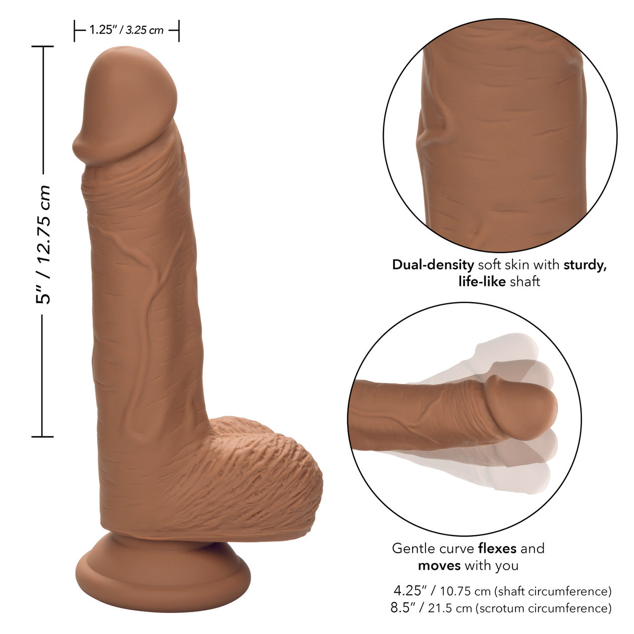 Dual Density Silicone Stud 5in Brown