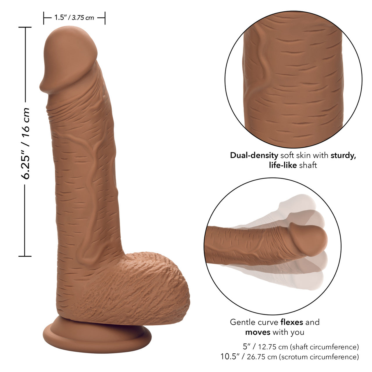 Dual Density Silicone Stud 6.25in Brown
