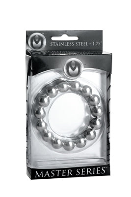 Master Series Stainless Steel Beaded Cock Ring 1.75in