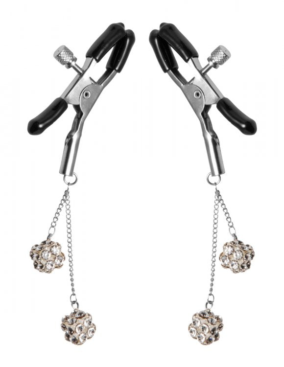 Master Series Rhinestone Nipple Clamps Square Clear