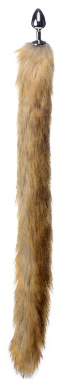 (d) Tailz Extra Long Mink Tail Metal Anal Plug