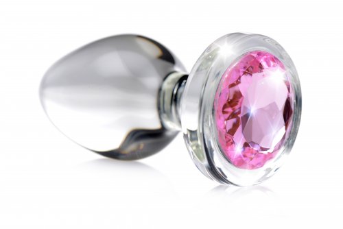 Booty Sparks Pink Gem Glass Anal Plug Small