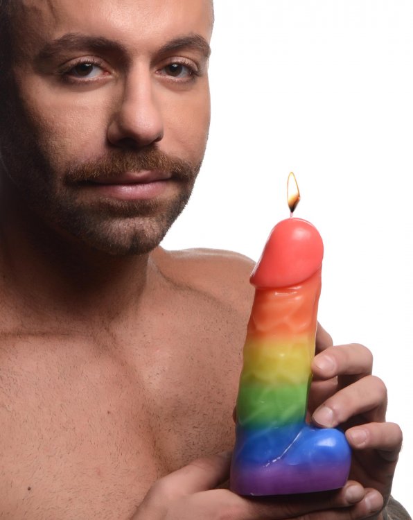 Master Series Pride Pecker Rainbow Drip Candle(out Jun)